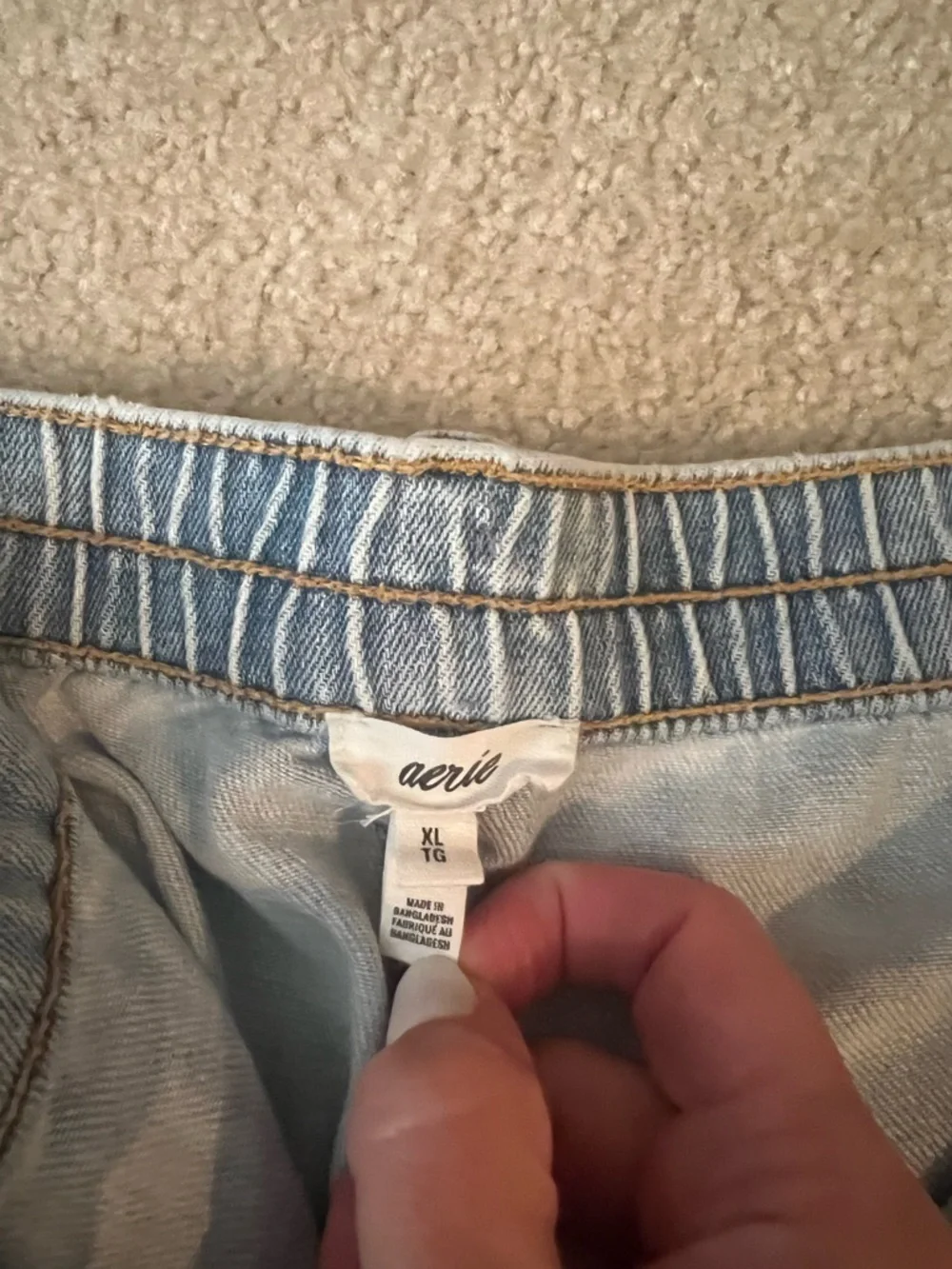 aerie Light Blue Distressed Denim Cutoff Shorts - Picture 3 of 6